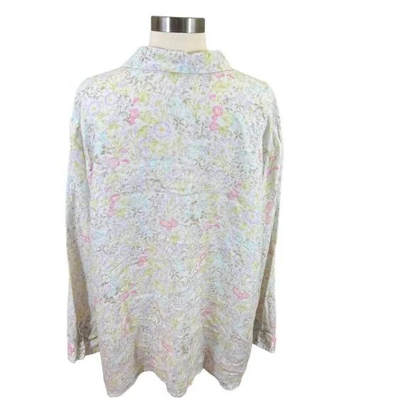 ✨SOLD✨J Jill Love Linen Floral Long Sleeve 100% Linen - Picture 4 of 7